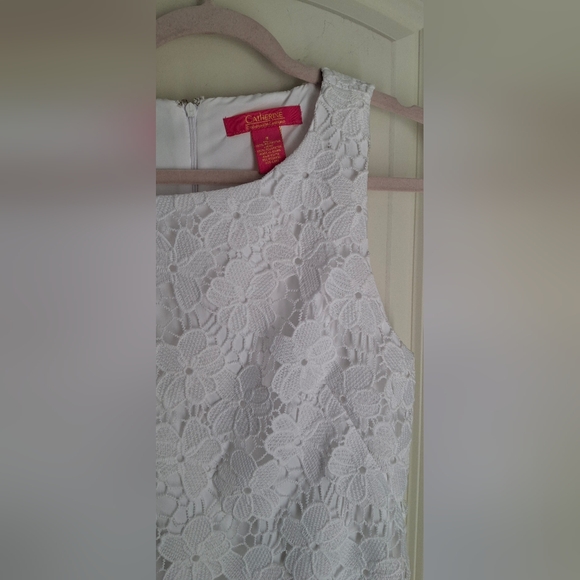 Catherine Malandrino Womens White Lace Dress 8 wedding Sorority Knee Length - Picture 7 of 9